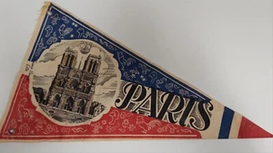 Paris Notre Dame Cathedral vintage souvenir pennant - Picture 1 of 1