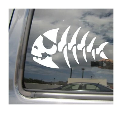 Calcomanía adhesiva de vinilo para ventana de coche pesca hueso esqueleto pez pirata esqueleto 01028 Foto 1 de 2