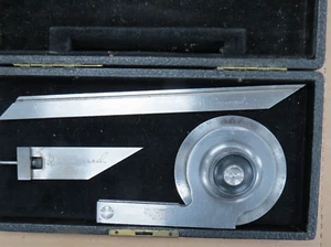 STARRETT # 360 Bevel Protractor w/ 7" Blade & 3" Attachment OEM Velvet Case-NICE - Picture 1 of 6