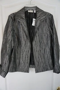 Chico's Vertical Crush Jacket Gray Silver Size 1 New with Tags - Picture 1 of 9