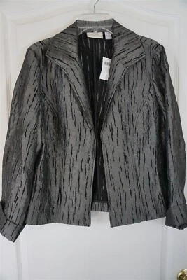 Chico's Vertical Crush Jacket Gray Silver Size 1 New with Tags - Image 1 of 4