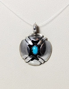 Hermoso colgante turquesa de plata esterlina nativa americana de 0,75" - 3635 - Imagen 1 de 3
