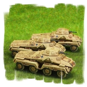 Painted! -  SdKFZ 231 DAK Heavy Scout Troop (3 vehicles) 15mm WW2 -Flames of War - Picture 1 of 2