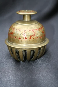 Antique Solid Brass Indian Elephant Bell Engraved Flower Pattern. 1900 - 1930s - Picture 1 of 6