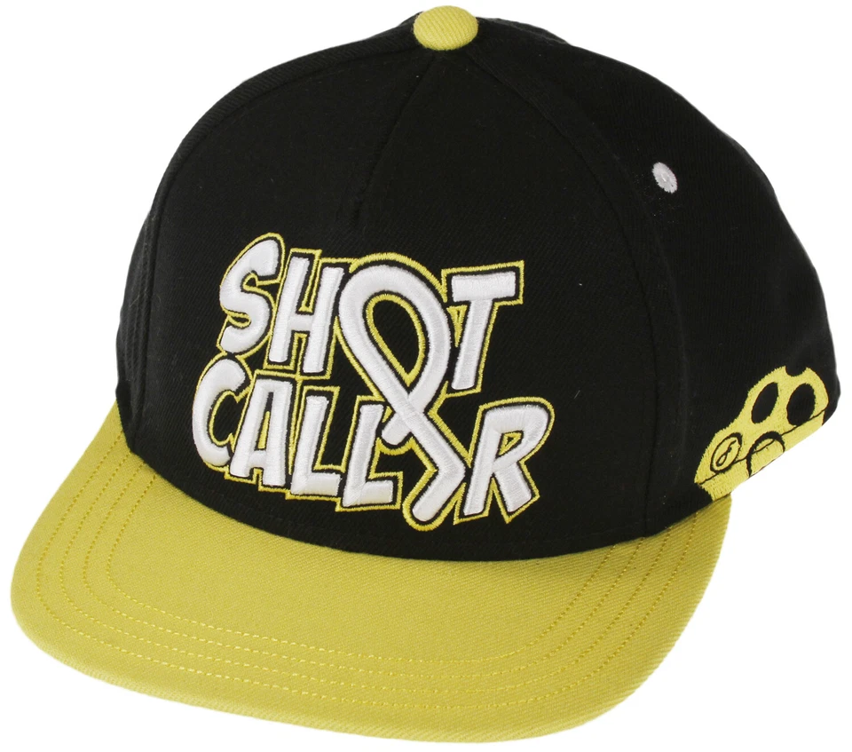 Flat Fitty Shot Caller Snapback Cap Hat - White Black and Yellow - Image 1 of 1