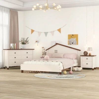 Modernos juegos de muebles de dormitorio plataforma de madera maciza marcos de cama tocador mesita de noche Foto 1 de 4