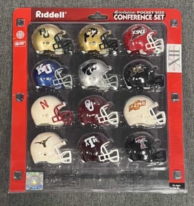 Riddell Pocket Pro football helmet set Big 12 Conference REVOLUTION w/ Nebraska - Imagen 1 de 1