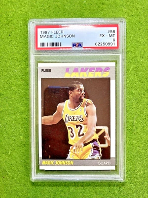 Camiseta Magic Johnson 1987 Fleer PSA 6 cartas #32 Lakers 1987 Fleer HAZ UNA OFERTA Foto 1 de 4