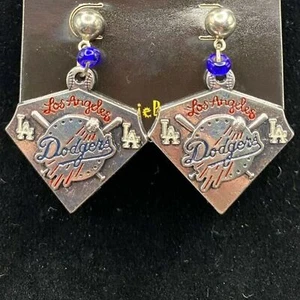 LA Dodgers Blue Glass Bead Earrings by Neanie-Bot - Free Shipping - Picture 1 of 2