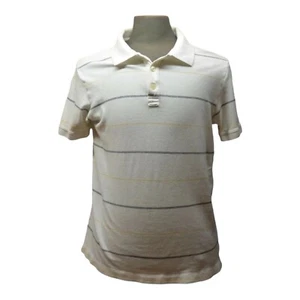 Banana Republic Size  Large Short Sleeve White Stripe Polo Men's Shirt - Picture 1 of 5
