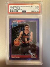 2018-19 Donruss Optic TRAE YOUNG Blue Velocity Prizm Rated Rookie card PSA 9