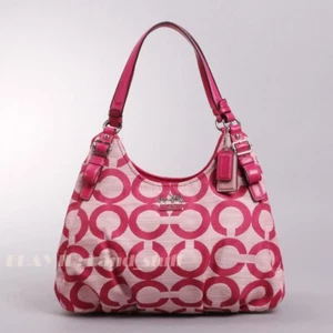 Coach Madison Maggie Op Art Signature Fuchsia Pink Canvas Shoulder Bag 17020 NWT - Bild 1 von 10