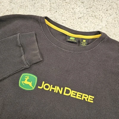 Sudadera térmica John Deere para hombre manga larga logotipo deletreado negra talla grande Foto 1 de 4