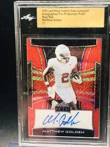 🔥 Matthew Golden 2025 Leaf Metal Red Mojo pre production proof auto SSP 1/1 🔥 - Picture 1 of 3