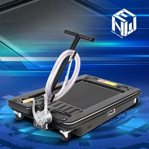 17 Gallon Car Truck Low Profile Oil Drain Pan with Manual Pump & Wheels Black - Bild 1 von 7