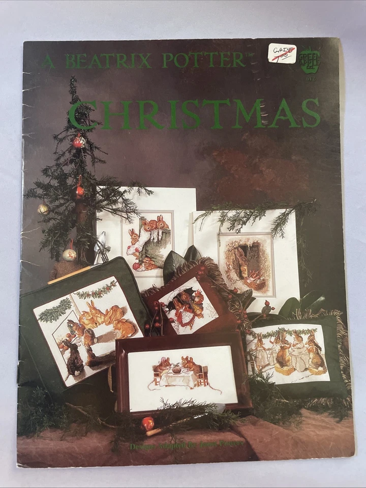 A BEATRIX POTTER CHRISTMAS Cross Stitch Book Animals Bunny Rabbit Mice Vtg 90s - Image 1 of 3