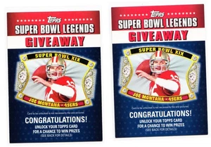 2011 Topps Super Bowl Legends Giveaway SBLG-3 2 Card Set of Joe Montana - Picture 1 of 1