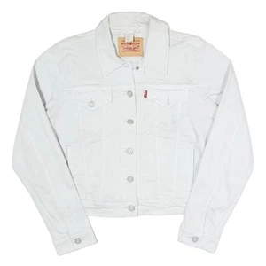LEVI'S Jeansjacke Mädchen weiß Baumwollmischung L Knopf uni klassischer Stil - Bild 1 von 6