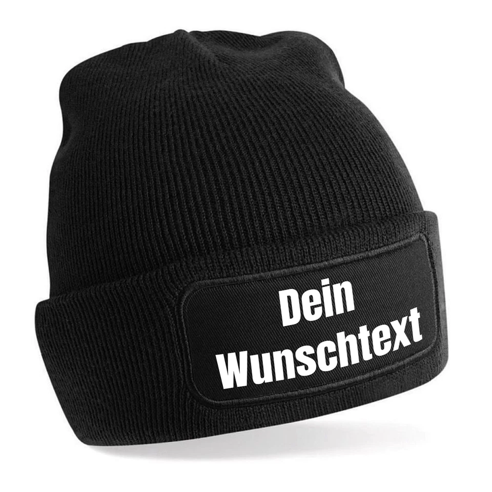 STATEMENT HQ Beanie Mütze mit WUNSCHTEXT PERSONALISIERT – Strickmütze Geschenkidee Unisex