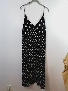 Banana Republic Women's Black White Polka-dot Shift Dress Midi In Size Large - Picture 1 of 4