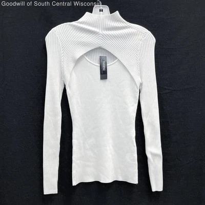 NWT Wmns White House Black Market Ribbed Keyhole Mock Neck Fitted Sweater Sz S - Image 1 of 4