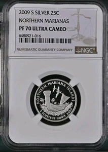 2009 S, NORTHERN MARIANAS, state silver Quarter, NGC, PF70, US Territories - Picture 1 of 5