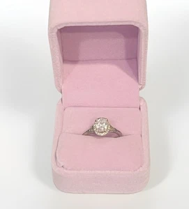 14k Solid White Gold 1.5 Carat Oval Cut D Color Hola Moissanite Engagement Rings - Picture 1 of 9