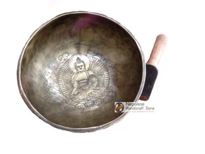 Juego de tazón de canto tibetano tallado por Buda de 8,5" tercer ojo-7 metal - Imagen 1 de 3