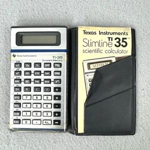 Vintage TEXAS INSTRUMENTS TI-35 Slimline Scientific Calculator w/Case No Battery - Picture 1 of 10