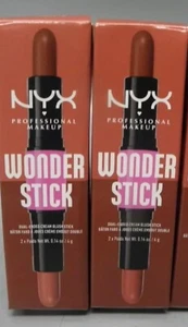 2 COUNT NYX WONDER STICK DUAL ENDED CREAM BLUSH BRIGHT WSB03 CORAL + DEEP PEACH - Picture 1 of 1
