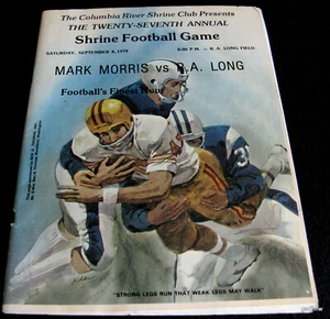 SHRINE FOOTBALL PROGRAM 1979 MARK MORRIS vs R.A. LONG COLUMBIA RIVER WASHINGTON - Picture 1 of 3