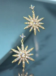 Swarovski gold plated Starburst drop earrings Gorgeous - Picture 1 of 2