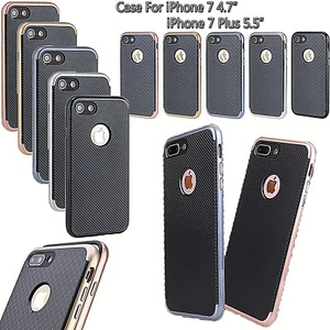 Slim Kohlefaser Textur Weich TPU Gummi Etui Abdeckung für Apple iPhone 8 7 7 Plus - Bild 1 von 27