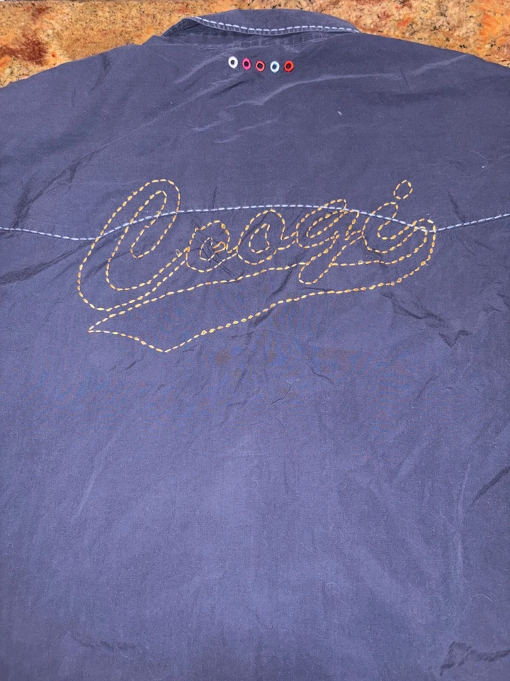 Camisa COOGI Hombres 6XL Azul Logo Puntada Círculos Coloridos Perla A Presión Foto 1 de 4