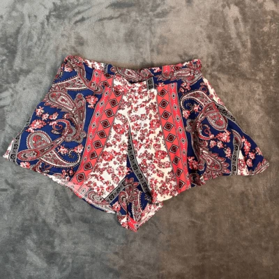 Wet Seal Vintage Paisley Print Boho Shorts Womens S Red Y2K Hippie Boho Festival - Image 1 of 4