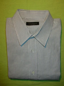 Canali made in Italy white with grey striped cotton dress shirt 16.5 x 37 (S24) - Picture 1 of 6