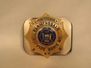 Vintage FARMINGDALE NY New York Fire Department Commissioner Belt Buckle NYFD - Picture 1 of 4