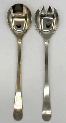 "Tenedor para servir ensaladas (Spork) y cuchara vintage plateado hecho en Italia 9""" Foto 1 de 4