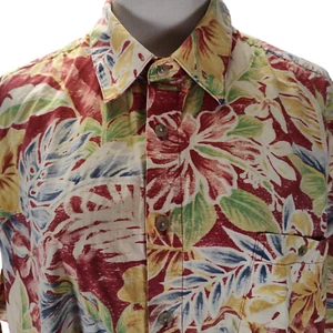 Vintage Pierre Cardin Red Hawaiian Shirt Size XXL Cotton Tropical Floral Print - Picture 1 of 11