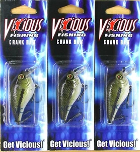 (3) Vicious 2.1 Rattling 2" Crankbaits 1/4 Oz Baby Bass Brand New - Picture 1 of 2
