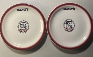 Buffalo China Restaurant Ware 2 platos redondos de 7,5 pulgadas CLANCY’S blanco con borde castaño rojizo - Imagen 1 de 7