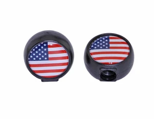 Pair Valve Caps FLAT US FLAG Schrader Bikes Cars Trucks New! - Picture 1 of 1