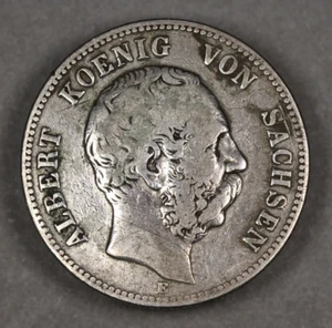 1877 Saxony German States Silver 2 Mark - Picture 1 of 2