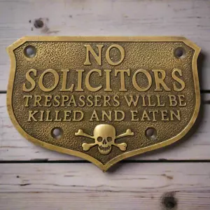 "Piratenschädel keine Solicitors massive Messingplakette mit antikem Finish (5,25"" x 4") - Bild 1 von 3