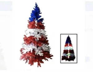 Weihnachtsbaum rot weiß und blau mit Leuchtkreuz - Bild 1 von 12