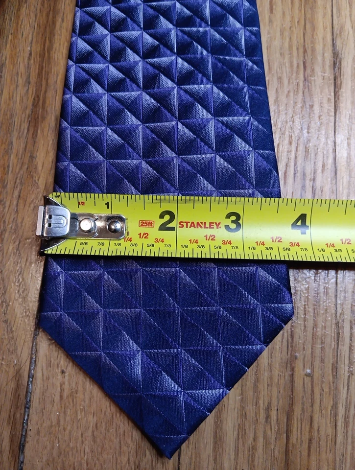 Corbata vintage Van Heusen hecha a mano 100 % seda diseño geométrico púrpura Foto 1 de 4