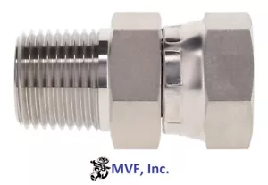 1" Male NPT x 1" Female NPSM Pipe Swivel Straight Adapter 316S/S 1404-16-16-SS - Picture 1 of 3