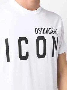 $489 Designer DSQUARED2 Men's Large D&G Logo ICON Print Tee T-shirt L - Picture 1 of 15
