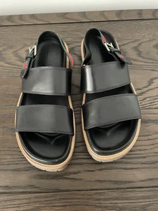 Gucci sandali uomo pelle nera taglia 10 - Foto 1 di 9
