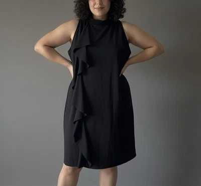 Vestido negro en cascada Ashley Stewart para mujer talla grande 34/36 oficina de vacaciones nuevo con etiquetas Foto 1 de 4